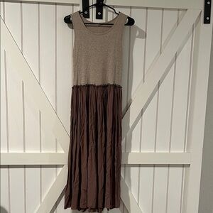 ODDY Beige and Brown Sleeveless Maxi Dress